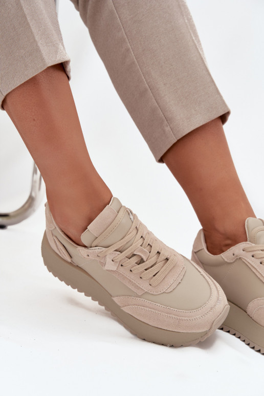 Āda Sneakers modeļa apavi Sieviešu ar platformu Artiker 55C0021 smilšu krāsas
