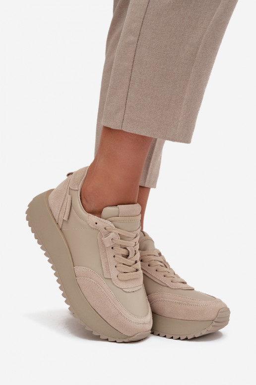 Āda Sneakers modeļa apavi Sieviešu ar platformu Artiker 55C0021 smilšu krāsas