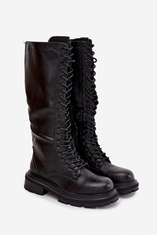 Garie zābaki sievietēm, sasilti, no eko ādas, melni, Selvina