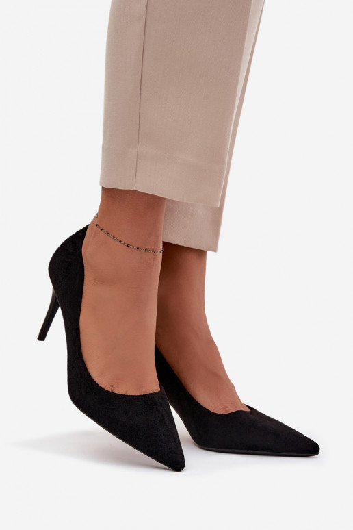 augstpapēžu kurpes SieviešuEko zamšādau melnas krāsas Elvessa