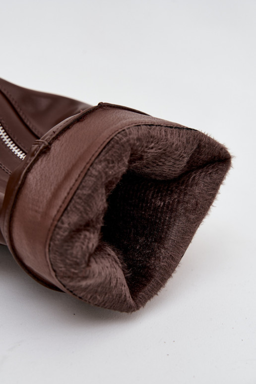 sieviešu garie zābakiINyIniniętą CholeInką ar sprādzēm I Sudraba krāsasm Zamkiem siltināti brūnas krāsas Bressa