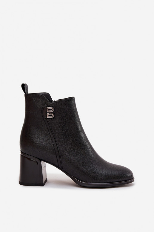 siltināti Sieviešu puszābakiIeslēgtsturalnej Skóry ar papēdi melnas krāsas Jovelle