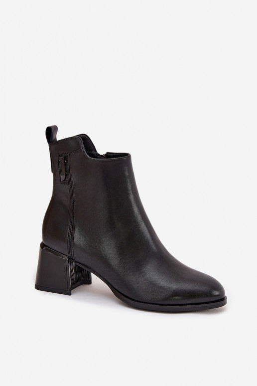 Sieviešu puszābaki ar papēdi siltināti melnas krāsas Nolivra