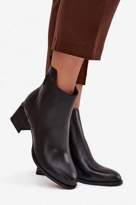 Sieviešu puszābaki ar papēdi siltināti melnas krāsas Nolivra