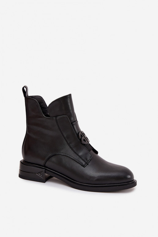 siltināti Āda Sieviešu puszābaki Ar greznu Detalem melnas krāsas Briselda