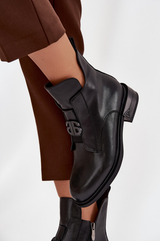 siltināti Āda Sieviešu puszābaki Ar greznu Detalem melnas krāsas Briselda