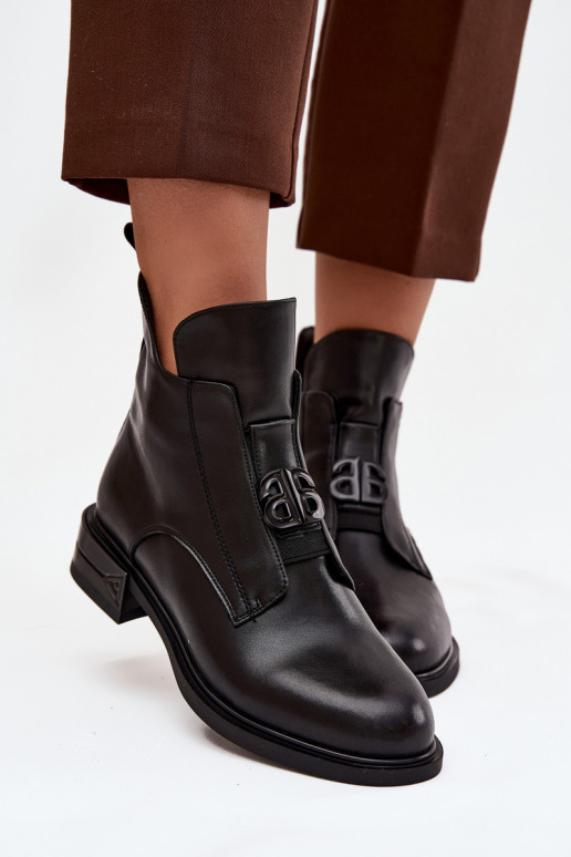 siltināti Āda Sieviešu puszābaki Ar greznu Detalem melnas krāsas Briselda