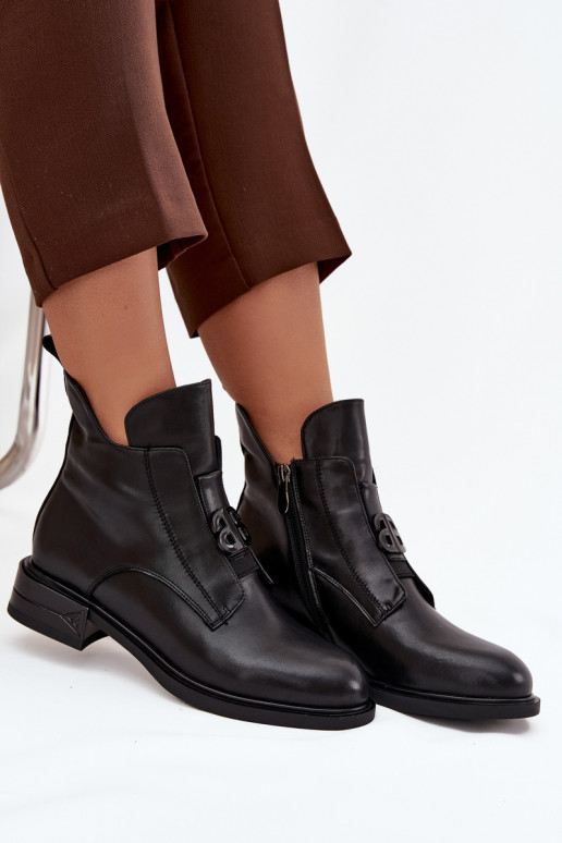 siltināti Āda Sieviešu puszābaki Ar greznu Detalem melnas krāsas Briselda