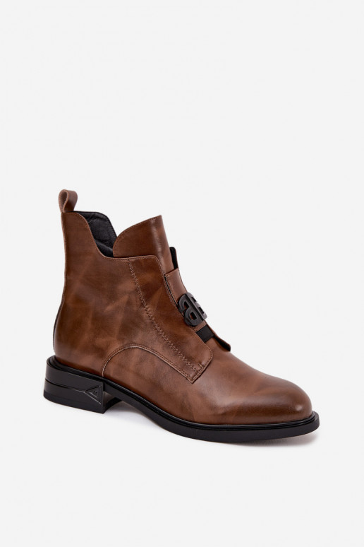 siltināti Āda Sieviešu puszābaki Ar greznu Detalem brūnas krāsas Briselda