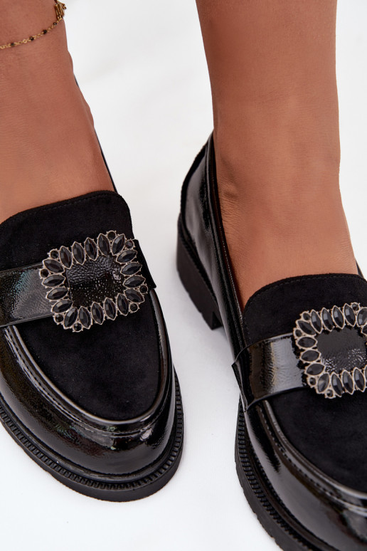 Lakoti mokasīni Sieviešu dekorēti ar sprādzēm S.Barski HY52-546 melnas krāsas