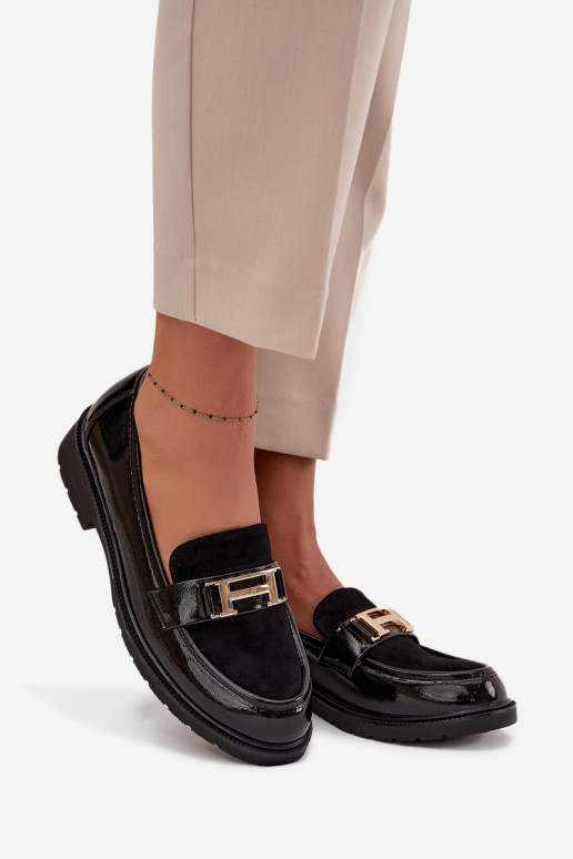 Lakoti mokasīni Sieviešu Ze Zelta krāsasm Detalem S.Barski HY52-545 melnas krāsas