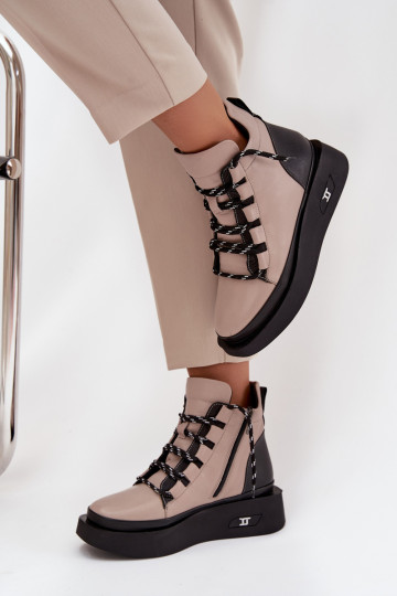 Āda Sieviešu puszābaki ar platformu siltināti Artiker 55C0884 smilšu krāsas