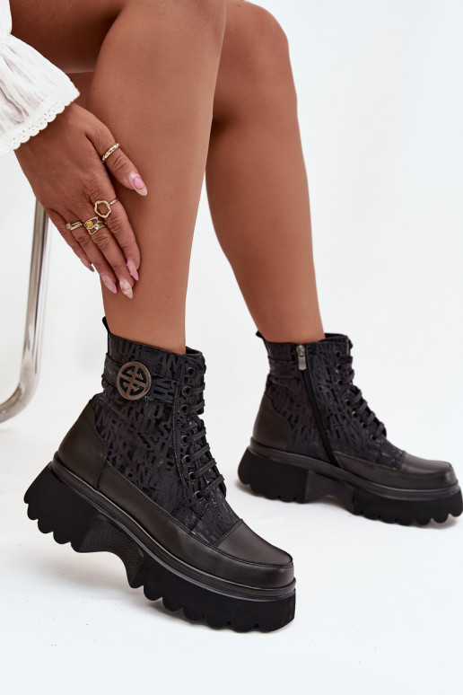 Āda Sieviešu puszābaki ar platformu Ar subtitriem I Ozdobnym Detalem Artiker 57C2273 melnas krāsas