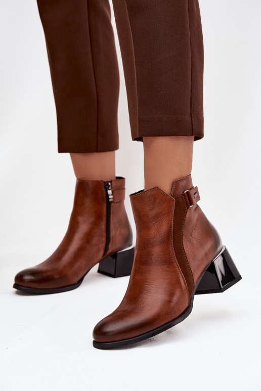 Āda Sieviešu puszābaki ar papēdi siltināti Zazoo 60563 brūnas krāsas