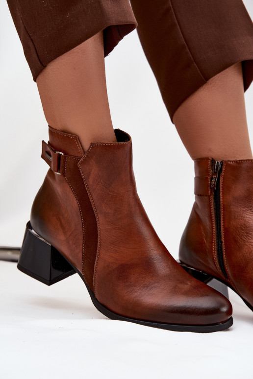 Āda Sieviešu puszābaki ar papēdi siltināti Zazoo 60563 brūnas krāsas