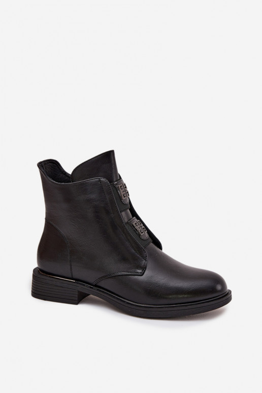 Sieviešu puszābaki siltināti Uz Zema Papēža Ar rotājumiem melnas krāsas Tavressa