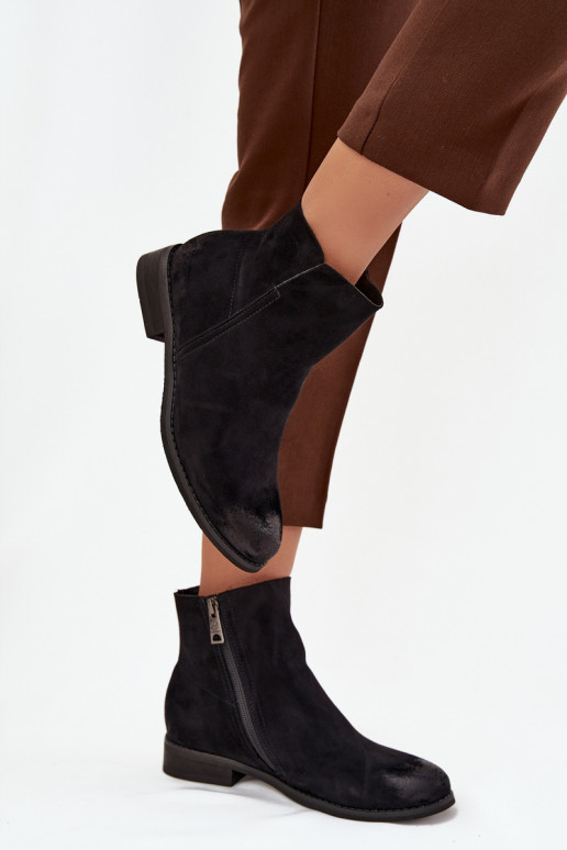 Sieviešu puszābaki ar platiem papēžiem Vinceza 39961 melnas krāsas