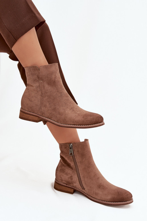 Sieviešu puszābaki ar platiem papēžiem Vinceza 39961 brūnas krāsas