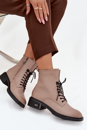 Sieviešu puszābakiIeslēgtsturalnej Skóry Uz Zema Papēža siltināti Vinceza 39955 smilšu krāsas