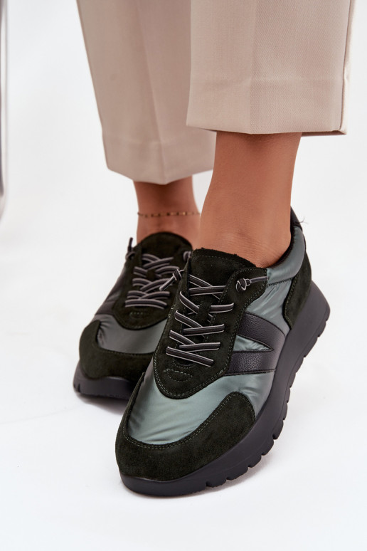 Sneakers modeļa apavi Sieviešu ar platformu Vinceza 58561 haki krāsas