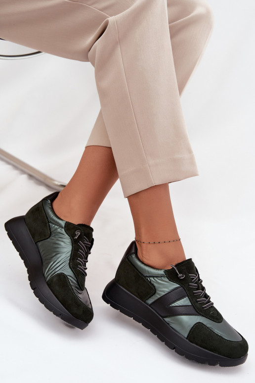 Sneakers modeļa apavi Sieviešu ar platformu Vinceza 58561 haki krāsas