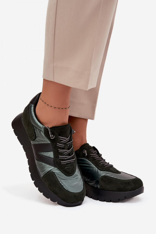 Sneakers modeļa apavi Sieviešu ar platformu Vinceza 58561 haki krāsas