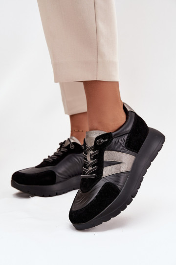 Sneakers modeļa apavi Sieviešu ar platformu Vinceza 58561 melnas krāsas