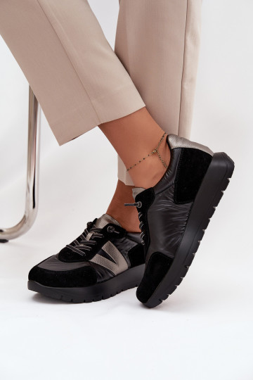Sneakers modeļa apavi Sieviešu ar platformu Vinceza 58561 melnas krāsas 2