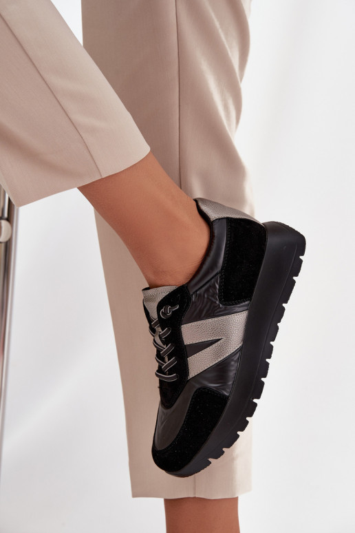 Sneakers modeļa apavi Sieviešu ar platformu Vinceza 58561 melnas krāsas