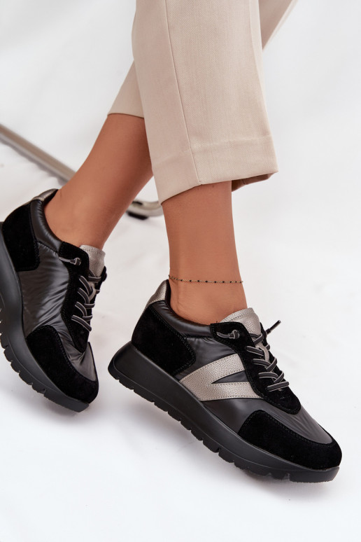 Sneakers modeļa apavi Sieviešu ar platformu Vinceza 58561 melnas krāsas