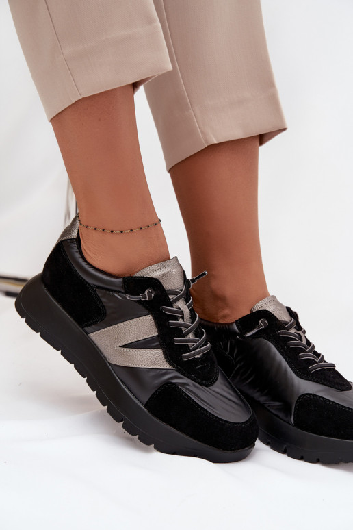 Sneakers modeļa apavi Sieviešu ar platformu Vinceza 58561 melnas krāsas