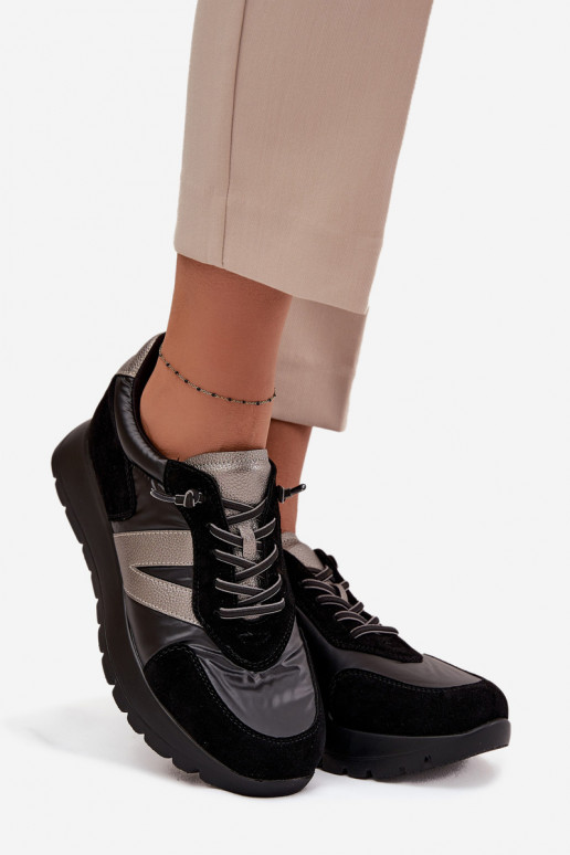 Sneakers modeļa apavi Sieviešu ar platformu Vinceza 58561 melnas krāsas