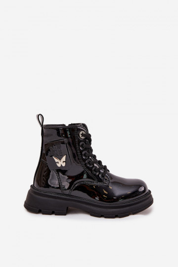 siltināti Sieviešu puszābaki Bērnu apavi Uz pili Laque melnas krāsas Alverina 2