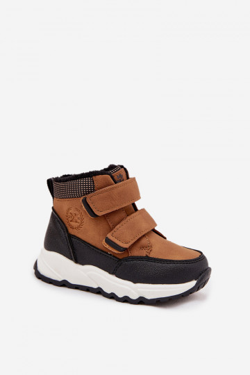 siltināti Bērnu apavi ziemas apavi ar lipīgām aizdarēm brūnas krāsas Nolivine