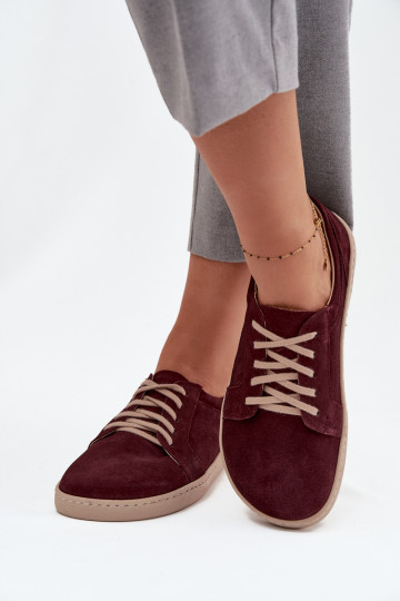 brīvā laika apavi Typu BarefootIeslēgtsturalnego zamšādasu Zazoo 314 bordo krāsas