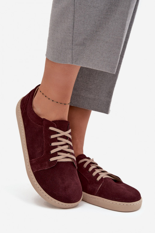 brīvā laika apavi Typu BarefootIeslēgtsturalnego zamšādasu Zazoo 314 bordo krāsas