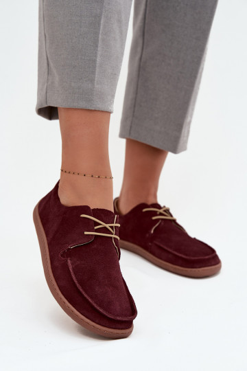 apavi Sieviešu Typu BarefootIeslēgtsturalnego zamšādasu Zazoo 327 bordo krāsas 2