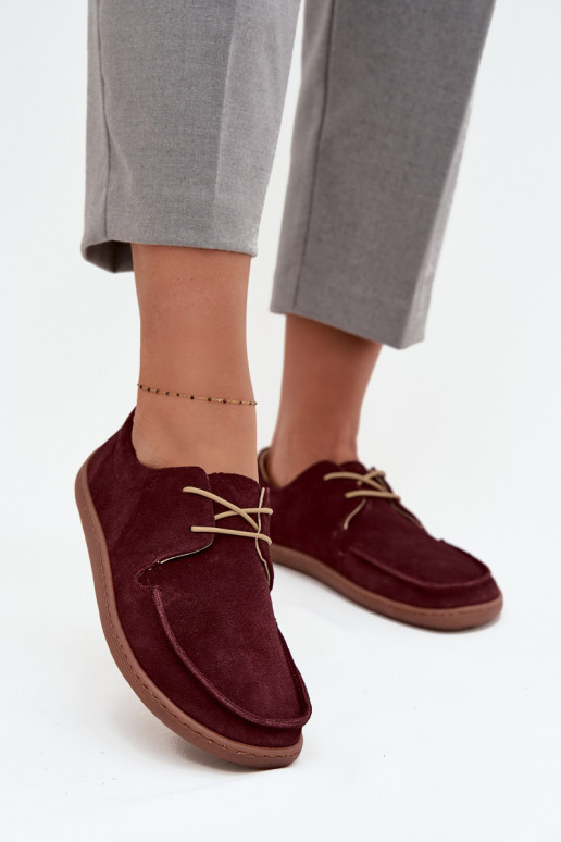 apavi Sieviešu Typu BarefootIeslēgtsturalnego zamšādasu Zazoo 327 bordo krāsas