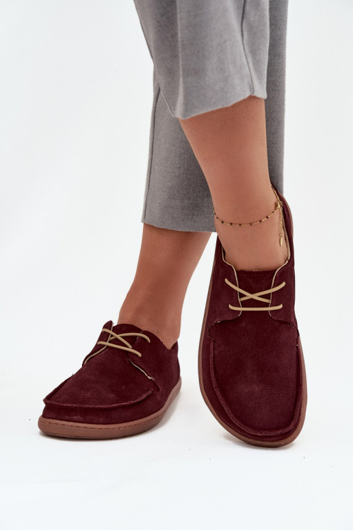 apavi Sieviešu Typu BarefootIeslēgtsturalnego zamšādasu Zazoo 327 bordo krāsas