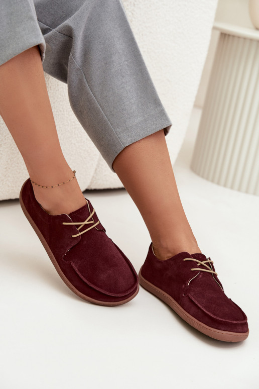 apavi Sieviešu Typu BarefootIeslēgtsturalnego zamšādasu Zazoo 327 bordo krāsas