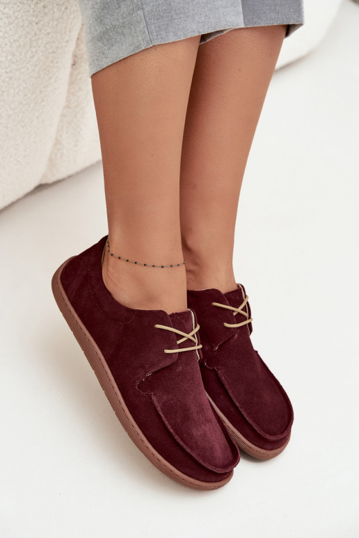 apavi Sieviešu Typu BarefootIeslēgtsturalnego zamšādasu Zazoo 327 bordo krāsas