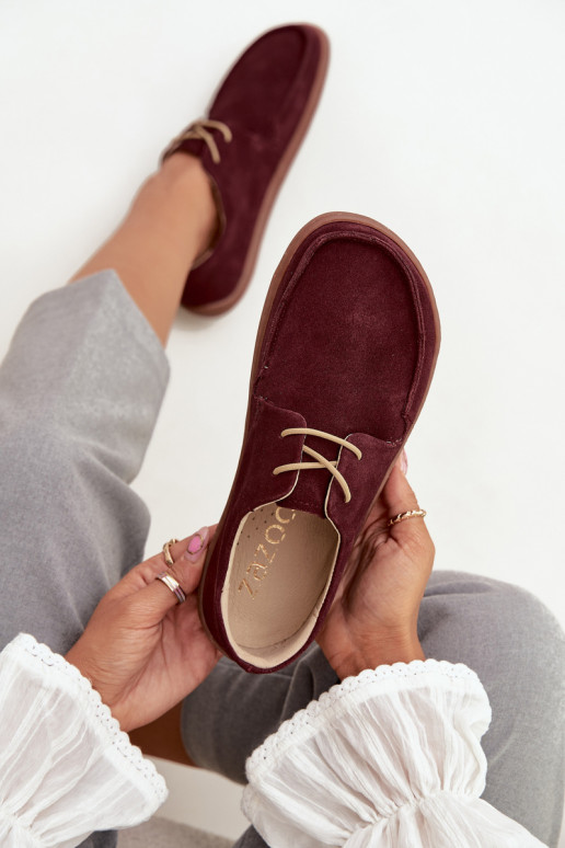 apavi Sieviešu Typu BarefootIeslēgtsturalnego zamšādasu Zazoo 327 bordo krāsas