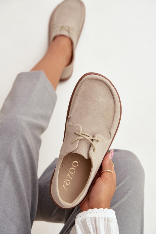 apavi Sieviešu Typu BarefootIeslēgtsturalnego zamšādasu Zazoo 327 Ziloņkaula krāsas