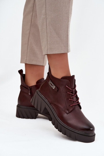 Zems siltināti Sieviešu puszābaki Klockā ar dekorētiem papēžiem bordo krāsas Therisse 2