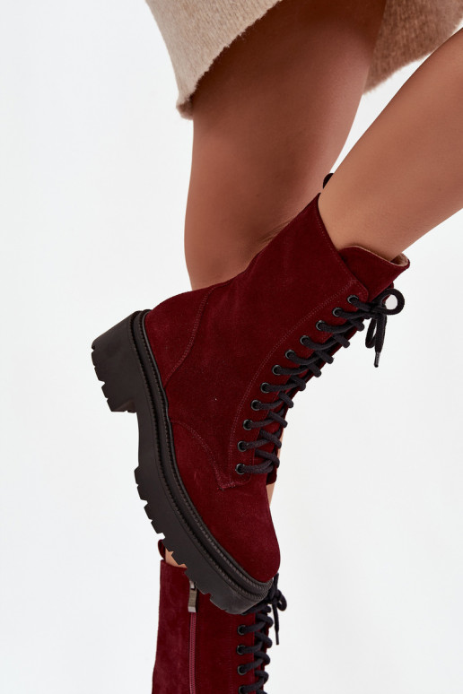 zābaki SieviešuIeslēgtsturalnego zamšādas siltināti Zazoo 4213 bordo krāsas