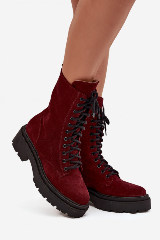 zābaki SieviešuIeslēgtsturalnego zamšādas siltināti Zazoo 4213 bordo krāsas