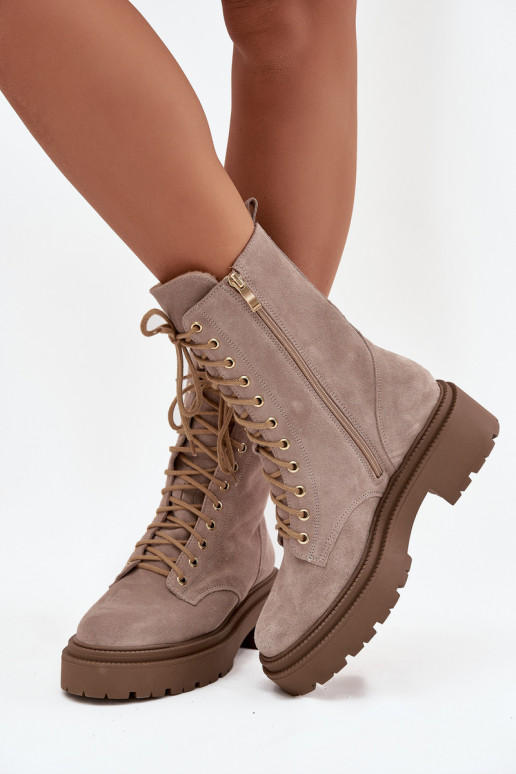 zābaki SieviešuIeslēgtsturalnego zamšādas siltināti Zazoo 4213 smilšu krāsas