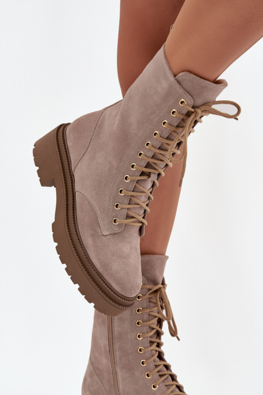 zābaki SieviešuIeslēgtsturalnego zamšādas siltināti Zazoo 4213 smilšu krāsas