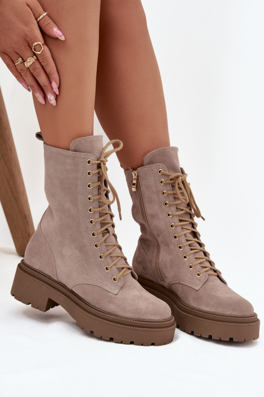 zābaki SieviešuIeslēgtsturalnego zamšādas siltināti Zazoo 4213 smilšu krāsas