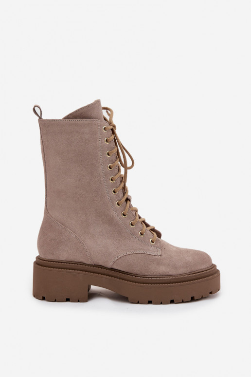 zābaki SieviešuIeslēgtsturalnego zamšādas siltināti Zazoo 4213 smilšu krāsas